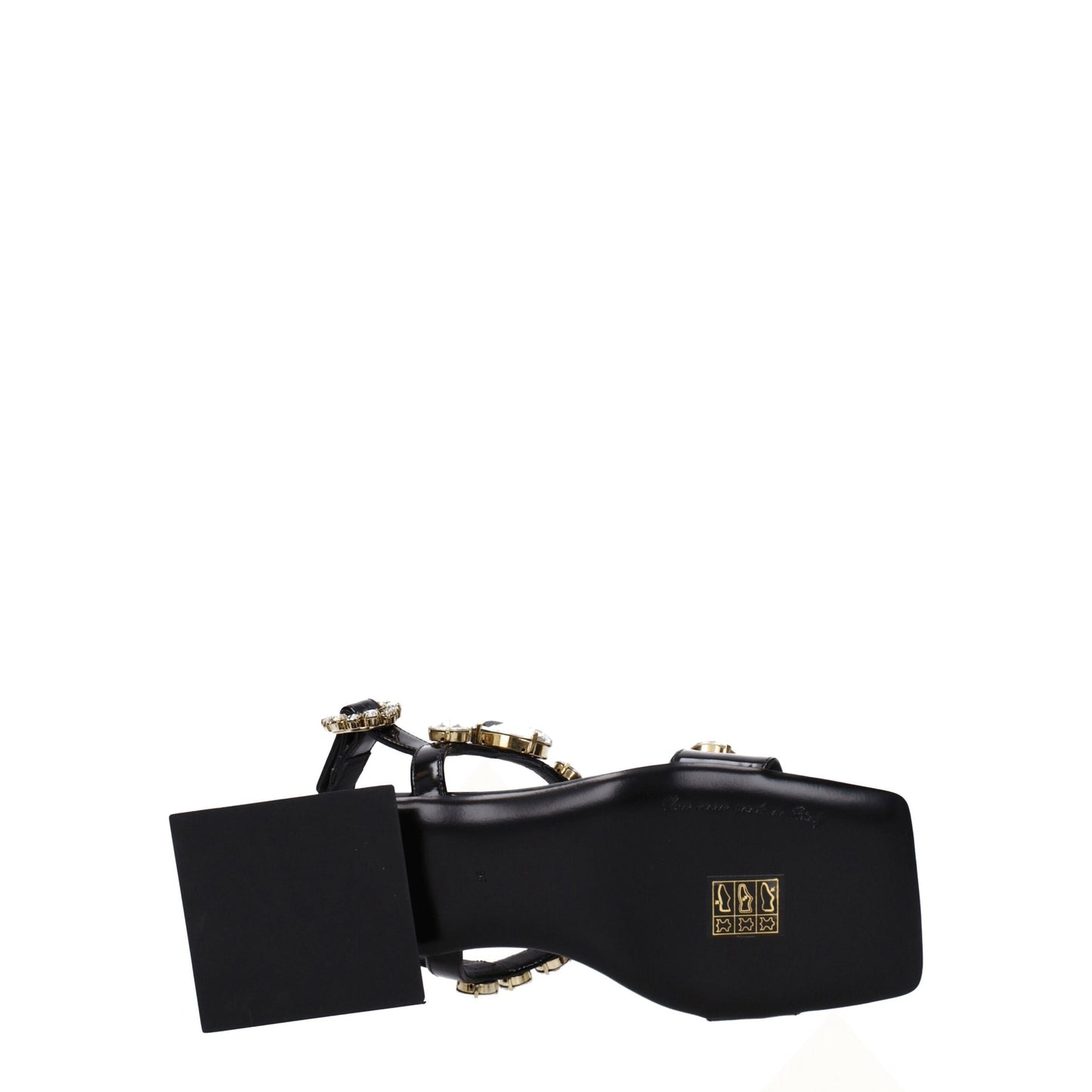 Black Leather Flat Sandals