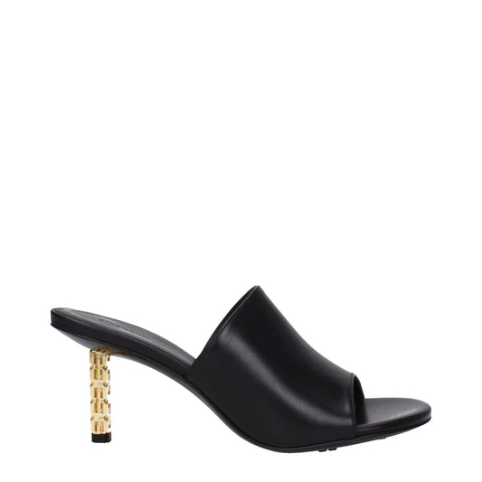 Black Leather Stiletto Heels Sandals