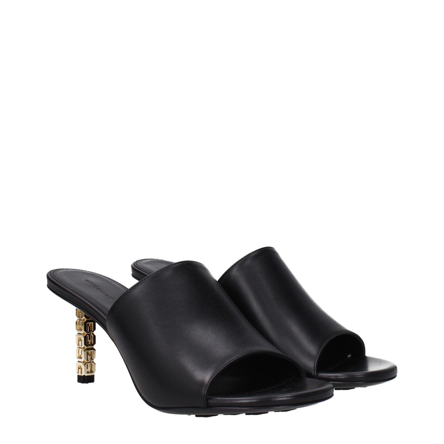 Black Leather Stiletto Heels Sandals