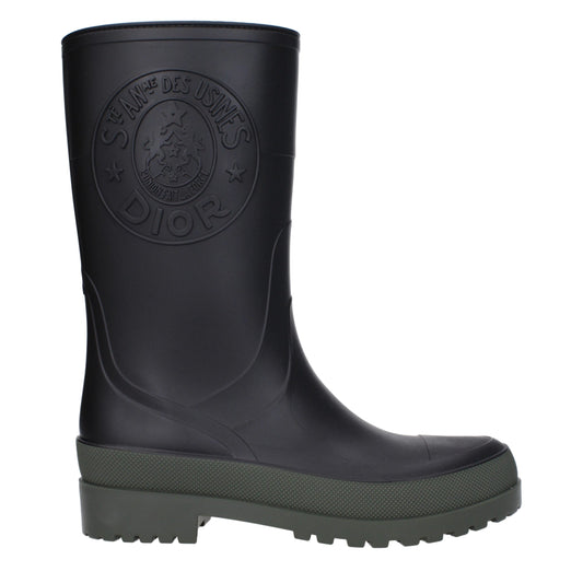 Black Cotton Rain Boots