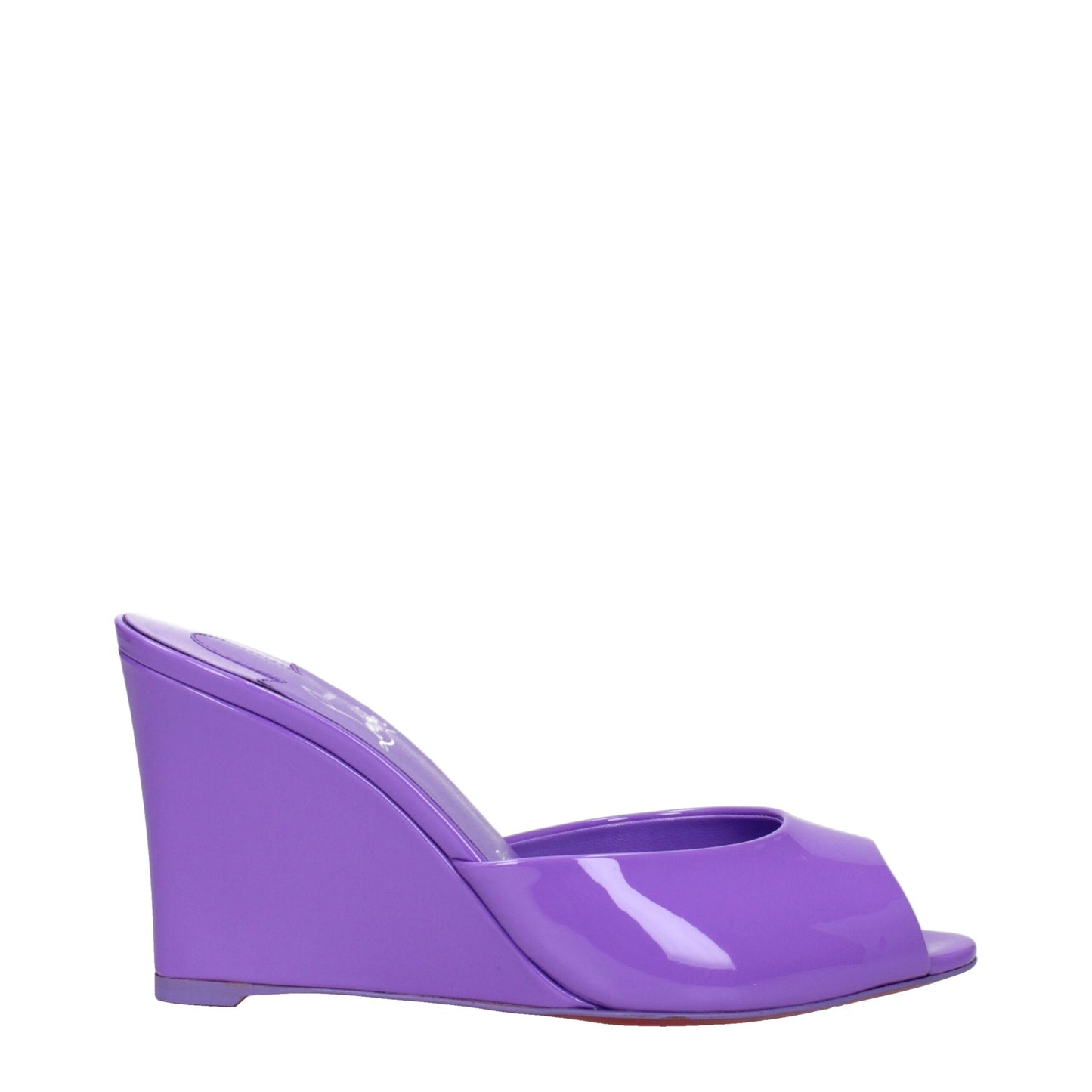 Purple Leather Wedges Sandals