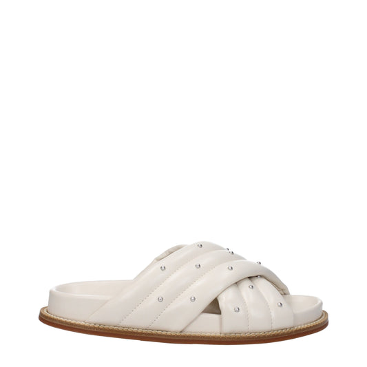 Fabiana Filippi Beige Leather Slippers