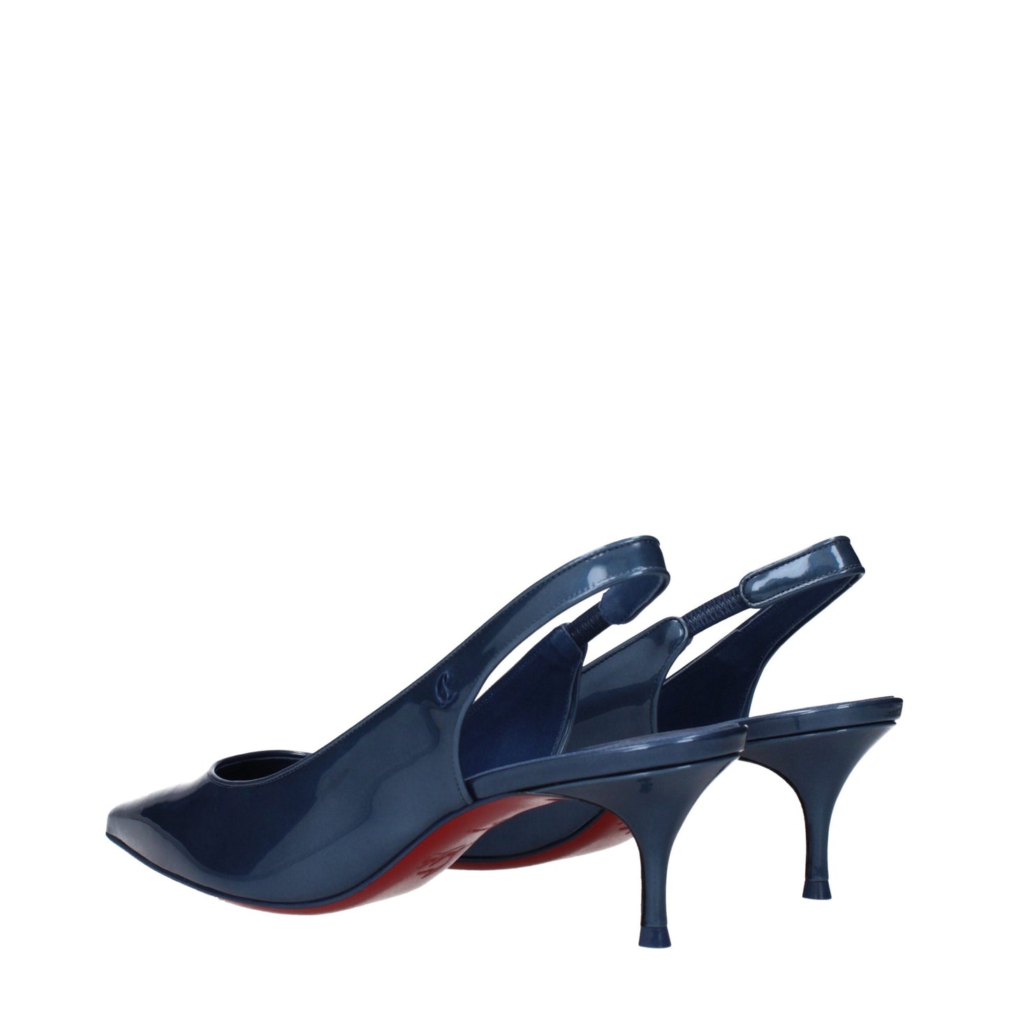 Blue Leather Mid Heel Pumps