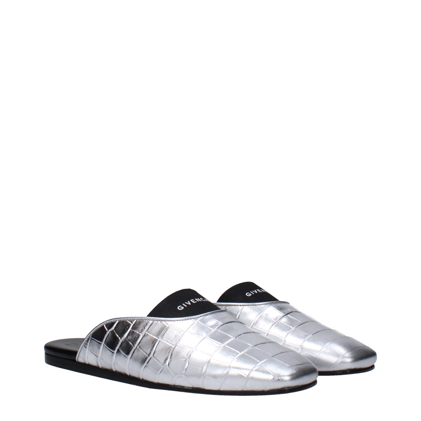 Gray Leather Slippers Sandals