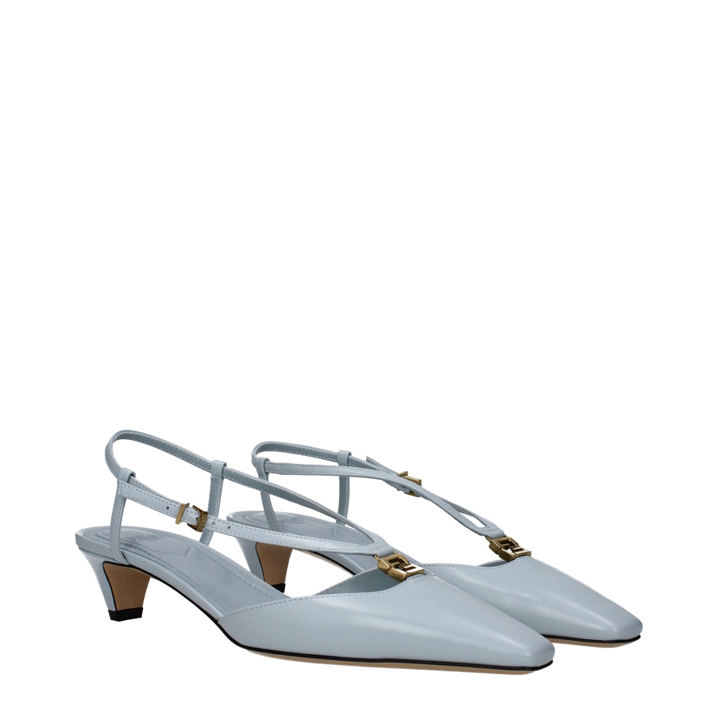 Light Blue Leather Flat Sandals