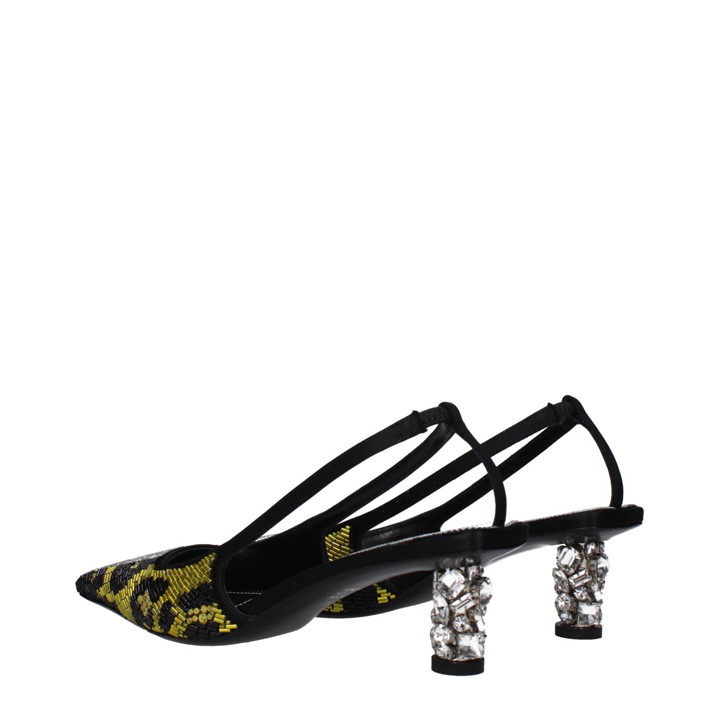 Yellow Satin Stiletto Heels Sandals