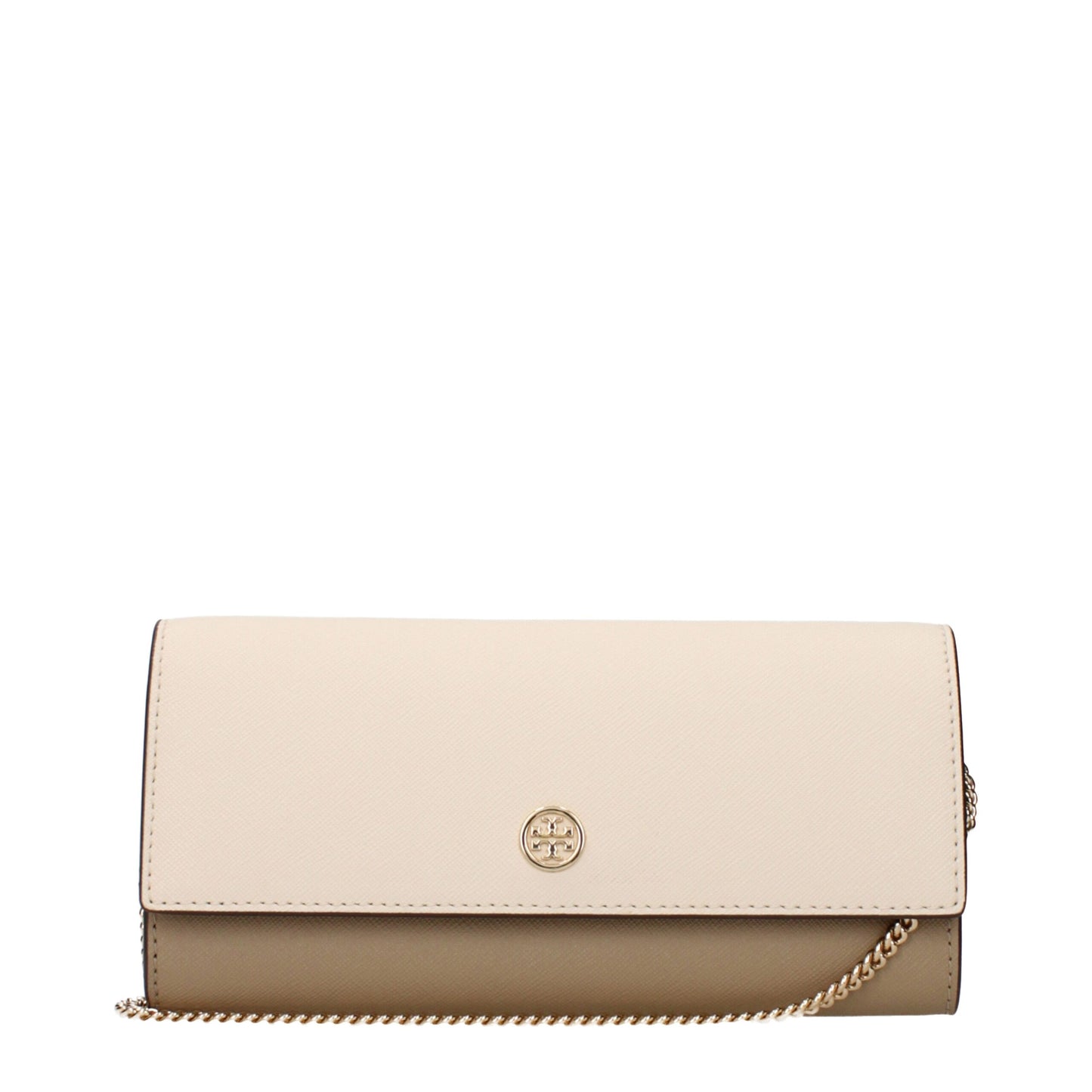 Beige Leather Clutch Bags