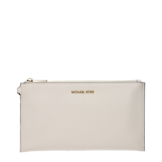 Beige Leather Clutch Bags