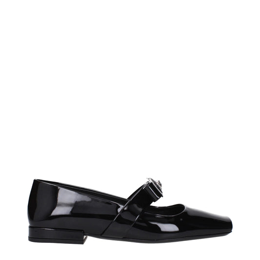 Black Leather Ballet Flats