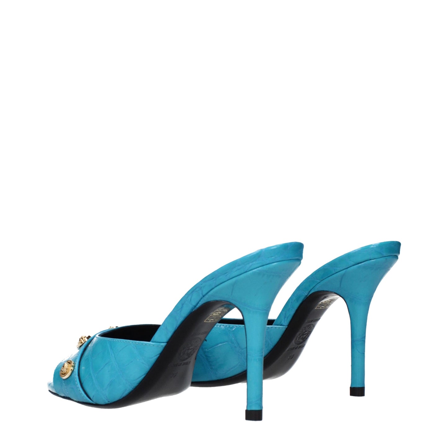 Light Blue Leather Stiletto Heels Sandals