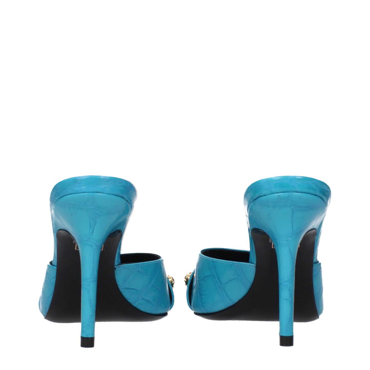 Light Blue Leather Stiletto Heels Sandals