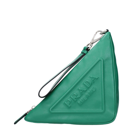 Green Leather Clutch Bags