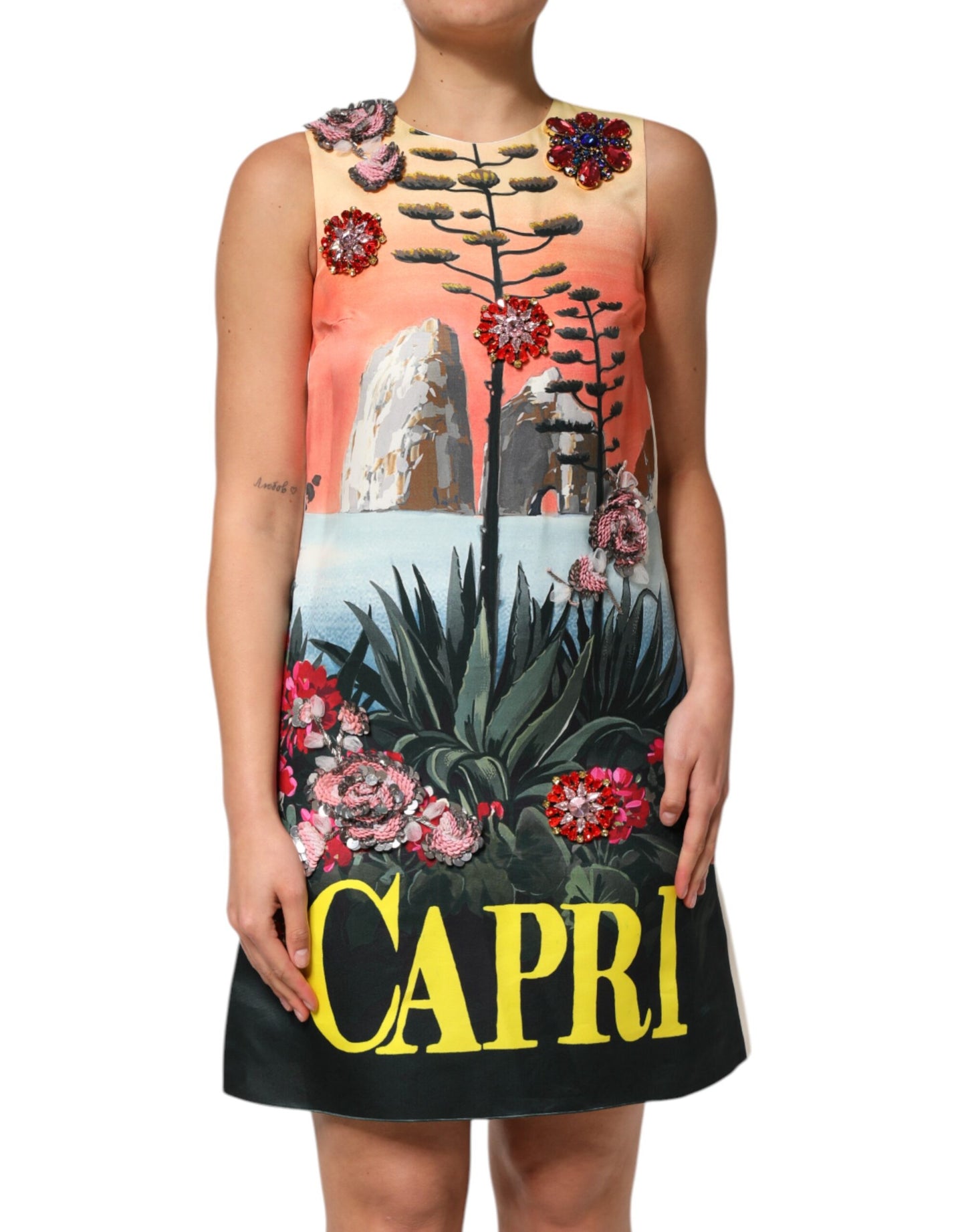 Dolce & Gabbana Multicolor Crystal Embellished A-line Mini Dress