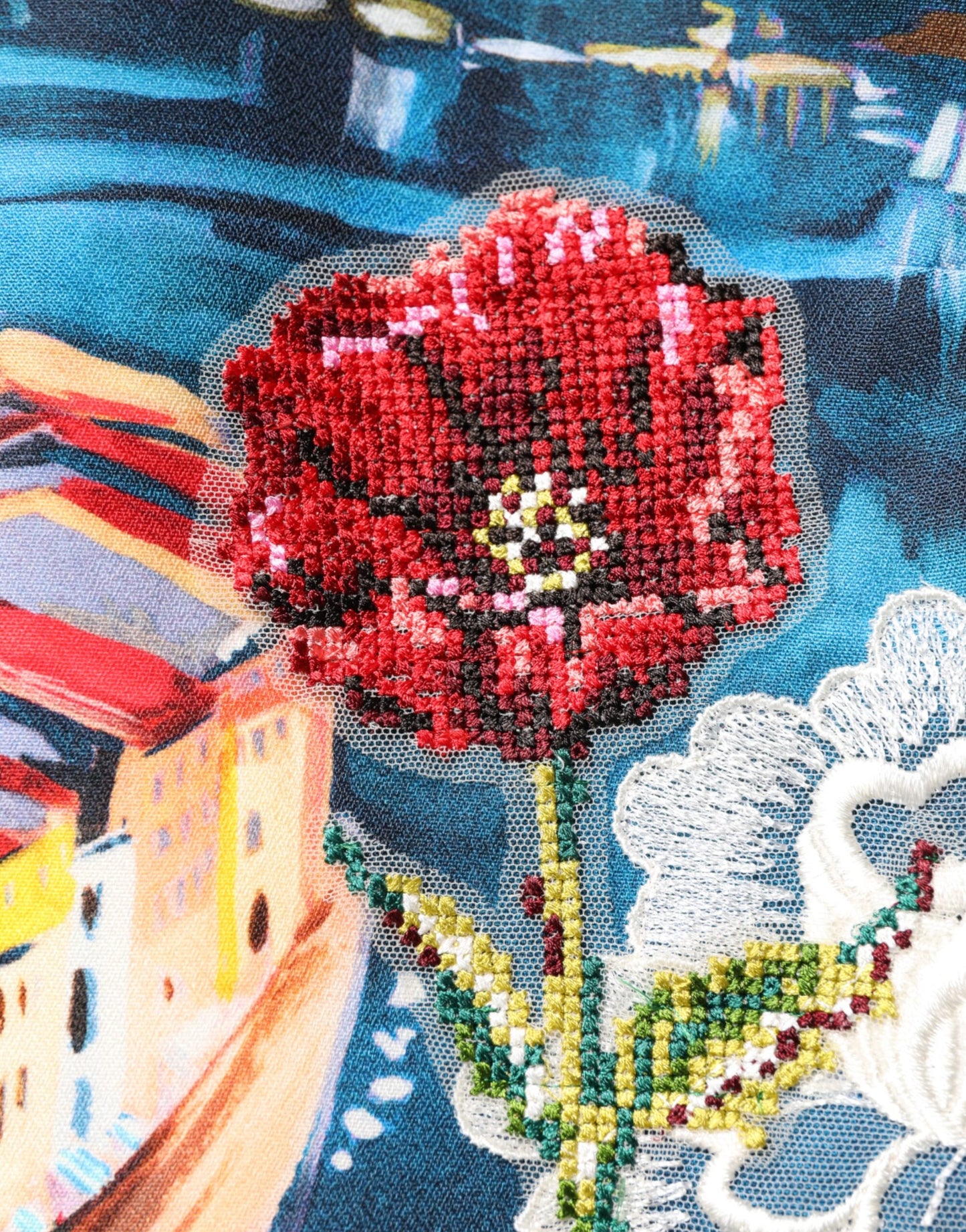 Multicolor Crystal Embellished A-line Mini Dress