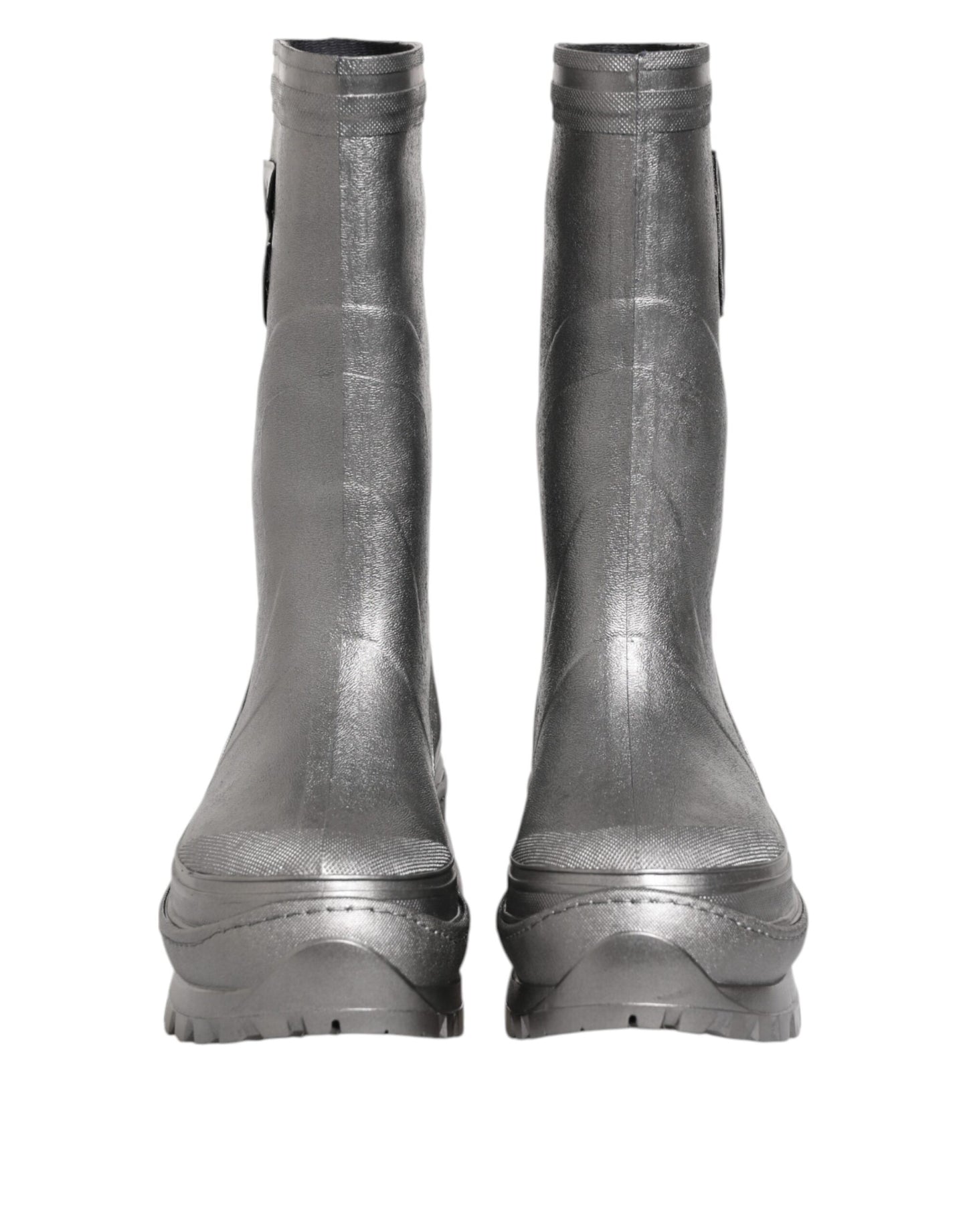 Metallic Silver Pull On Rain Boots Shoes