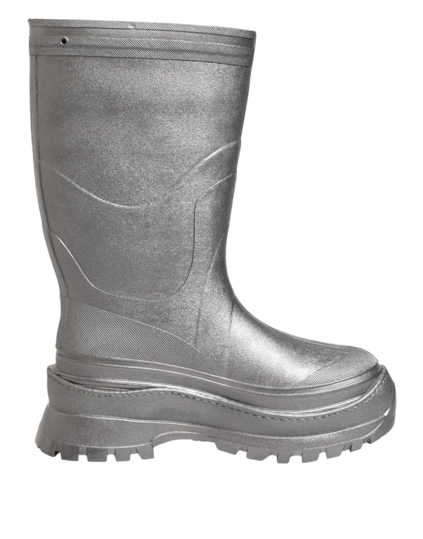 Metallic Silver Pull On Rain Boots Shoes