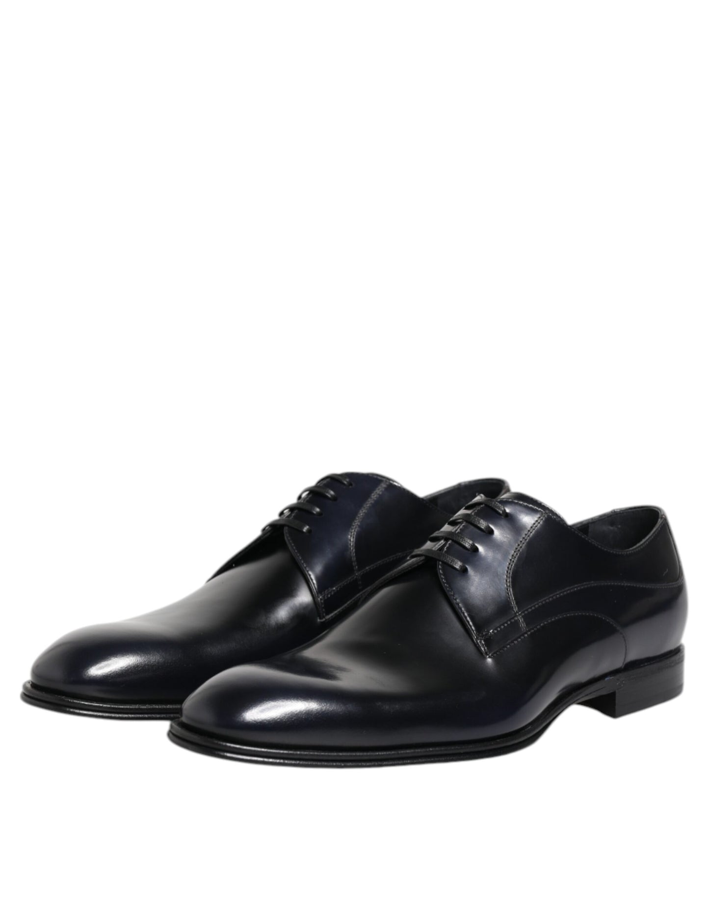 Navy Blue Leather Lace Up Derby Formal Shoes