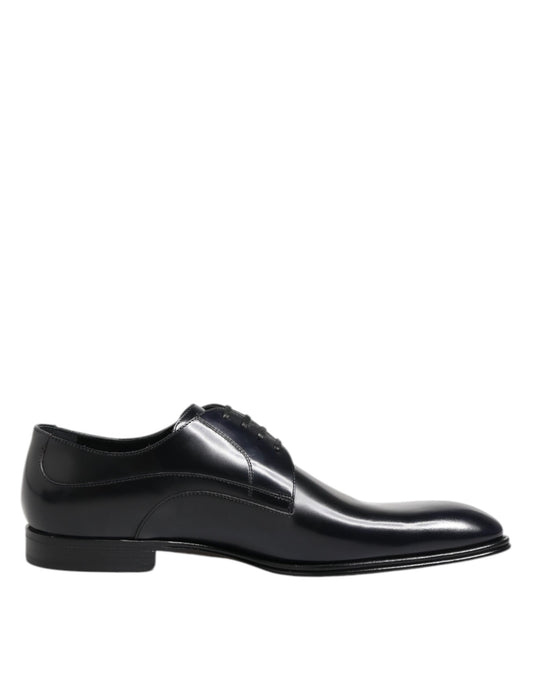Navy Blue Leather Lace Up Derby Formal Shoes
