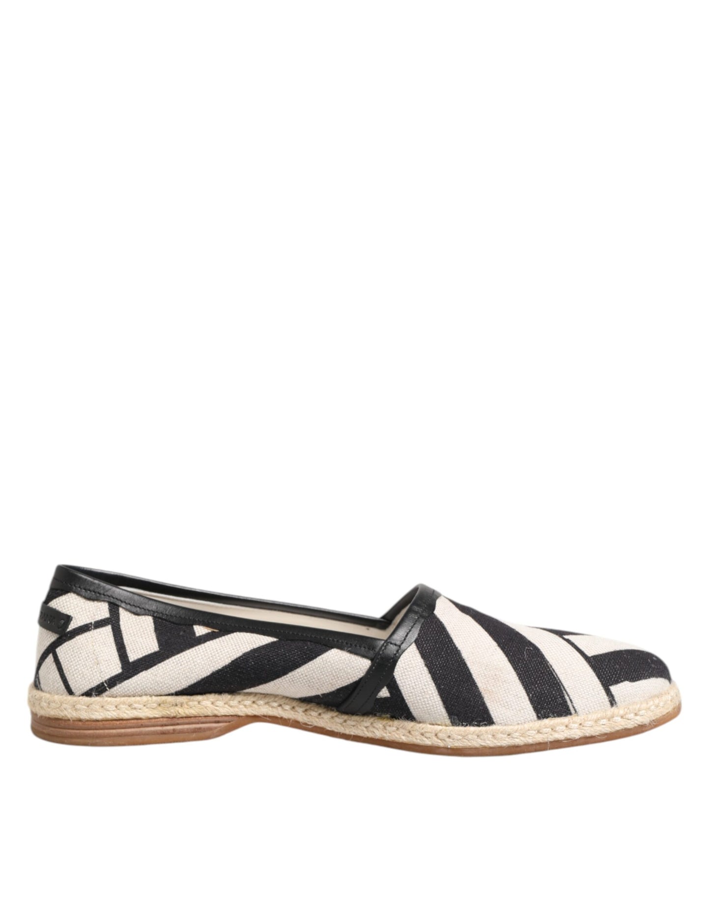 Dolce & Gabbana Black White Stripes Flat Espadrille Shoes