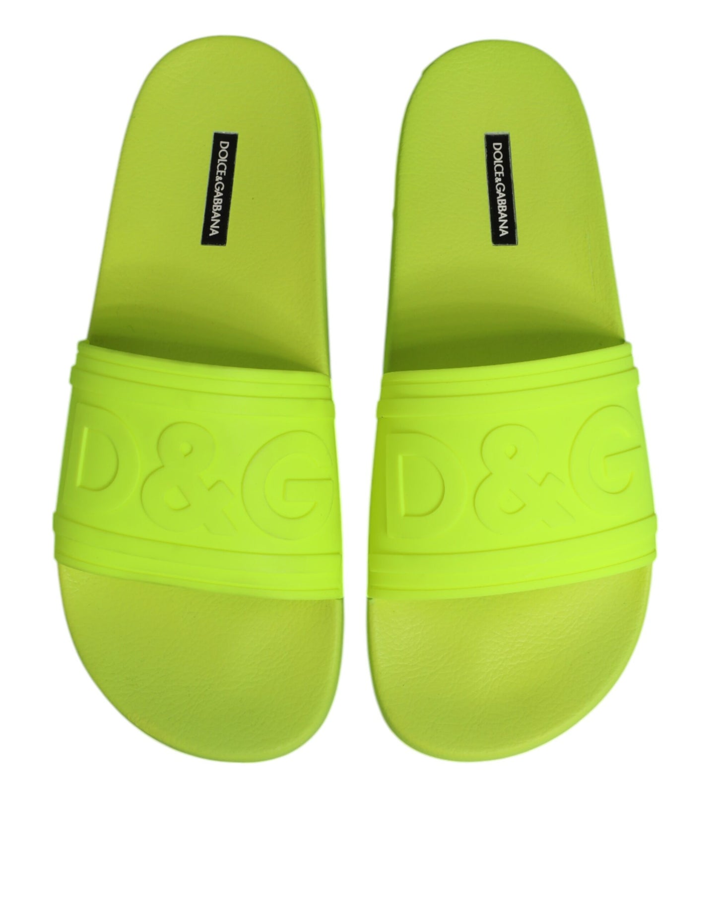 Dolce & Gabbana Green Rubber Slides Sandals Beachwear Shoes