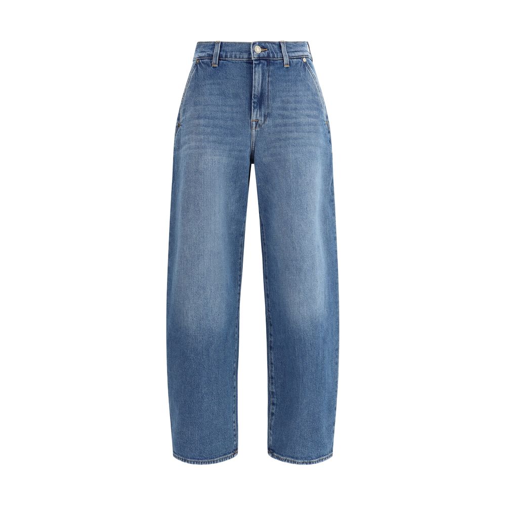 7FOR Blue Cotton Relaxed Fit Jeans