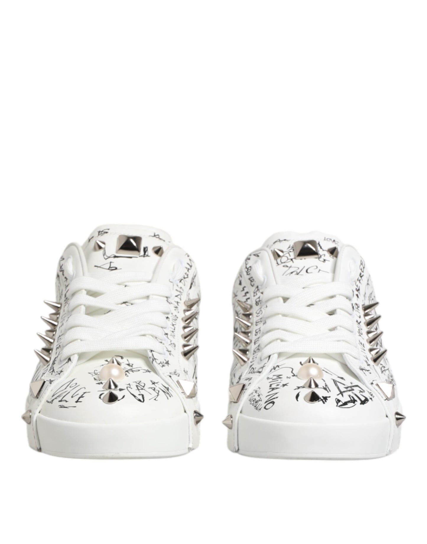 White Portofino Stud Embellished Men Sneakers Shoes