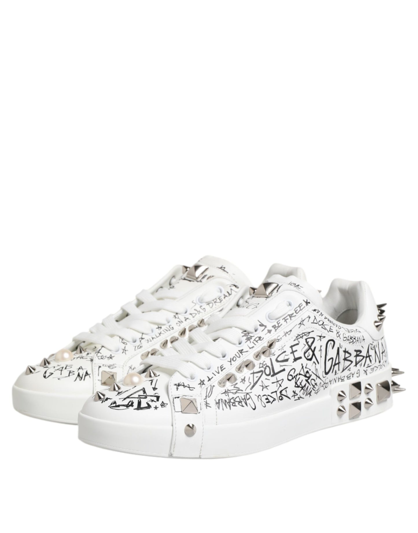 White Portofino Stud Embellished Men Sneakers Shoes