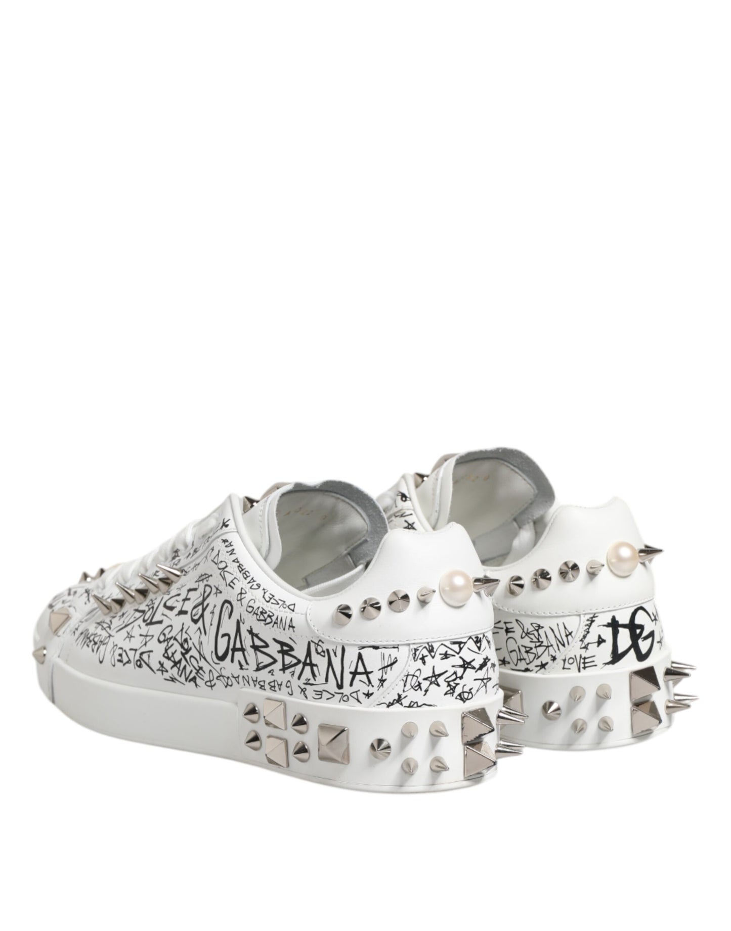 White Portofino Stud Embellished Men Sneakers Shoes