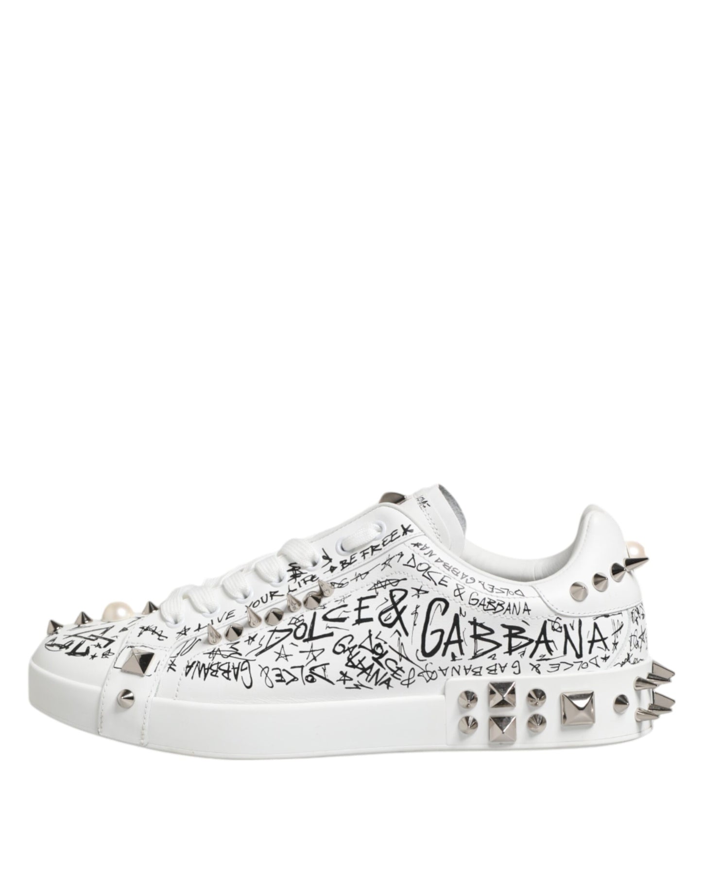 White Portofino Stud Embellished Men Sneakers Shoes