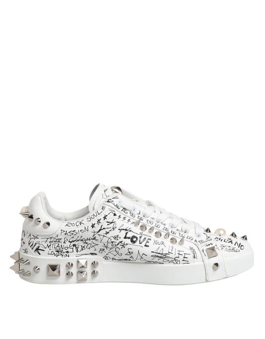 White Portofino Stud Embellished Men Sneakers Shoes