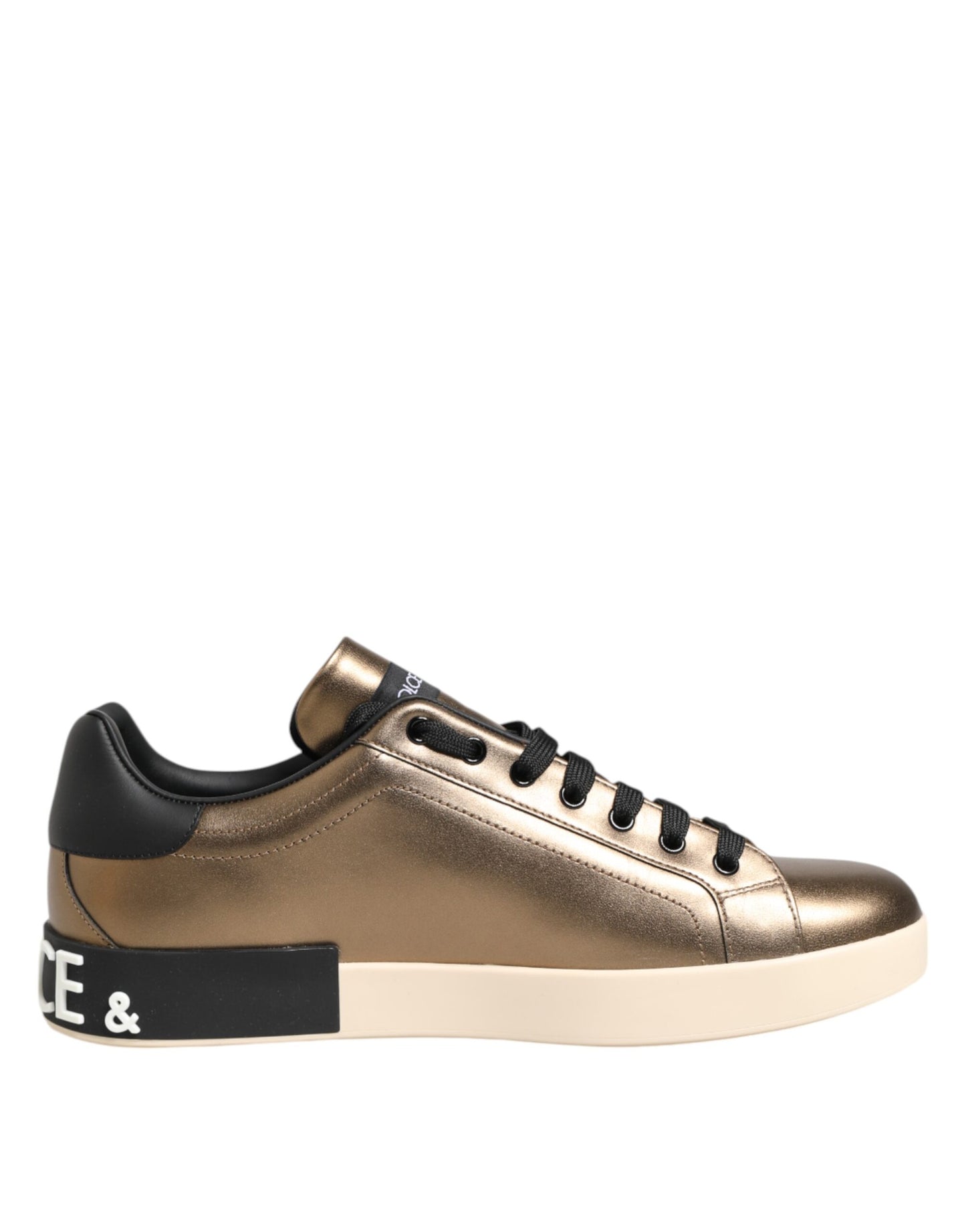 Gold Portofino Leather Low Top Sneakers Shoes