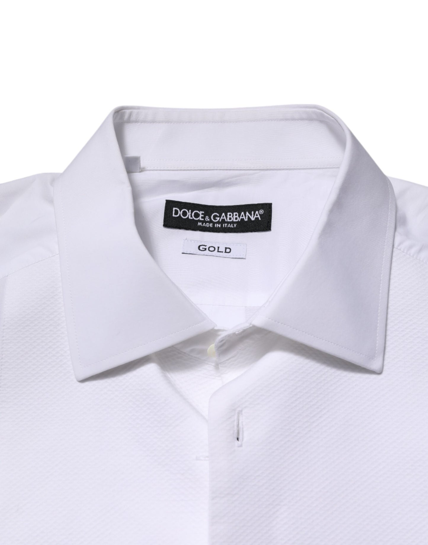 Dolce & Gabbana White Bib Cotton Poplin GOLD Men Formal Shirt