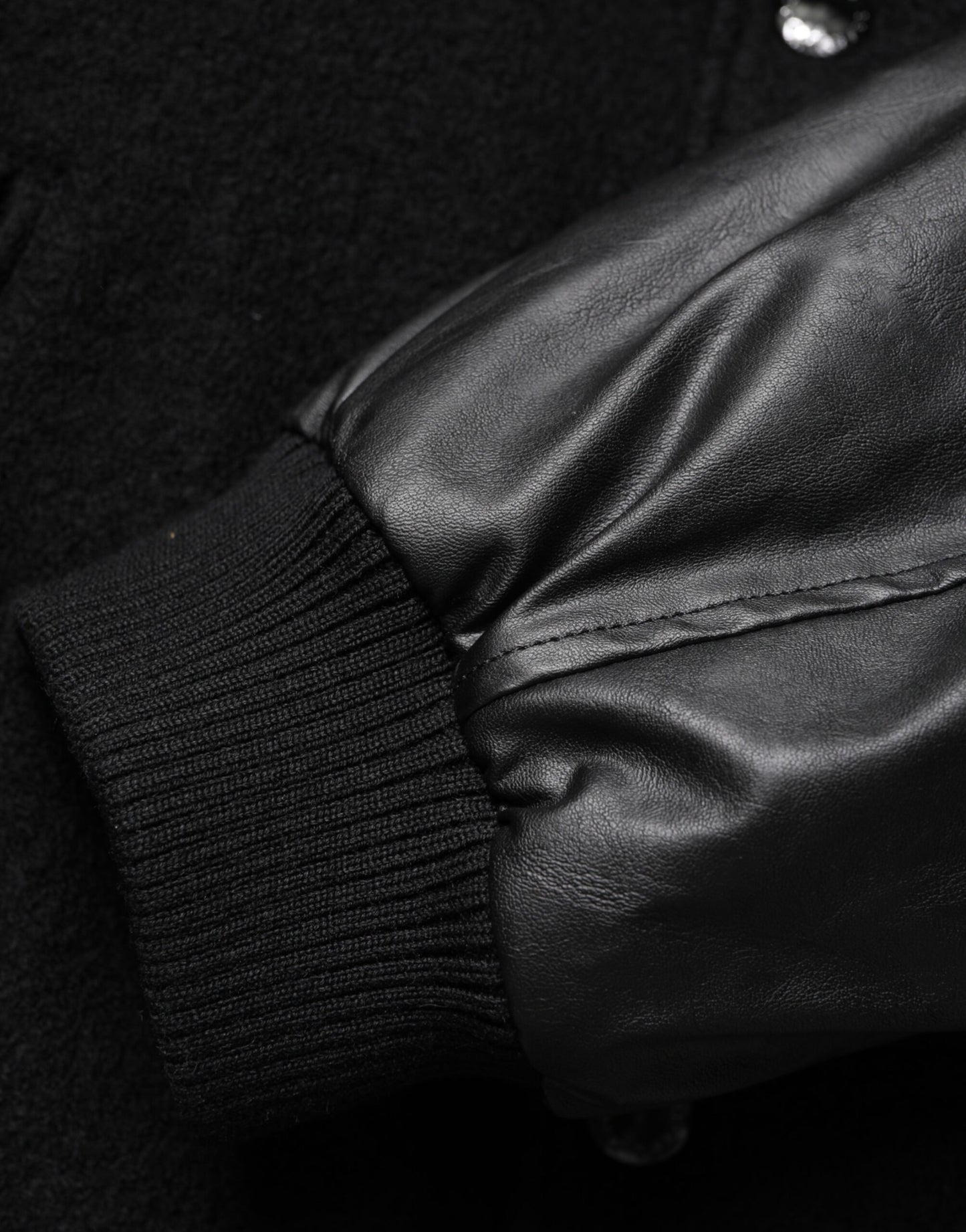 Black Wool Logo Plaque Bomber Jacket