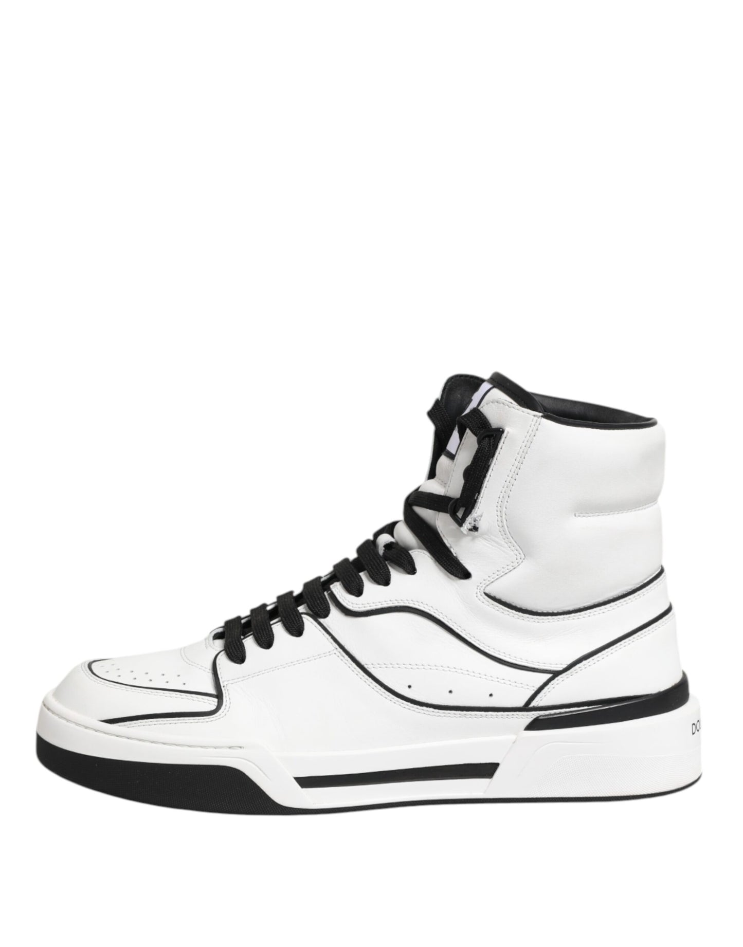 White Black Leather High Top Sneakers Shoes
