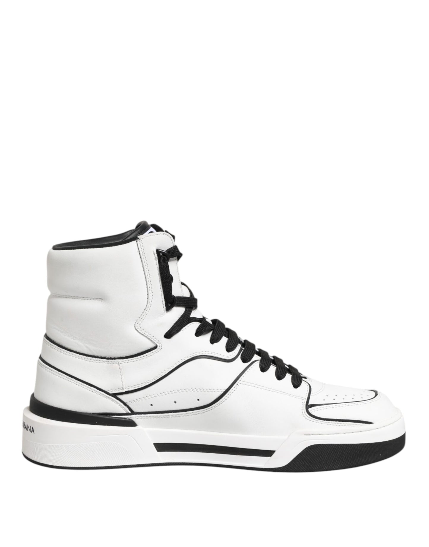 White Black Leather High Top Sneakers Shoes
