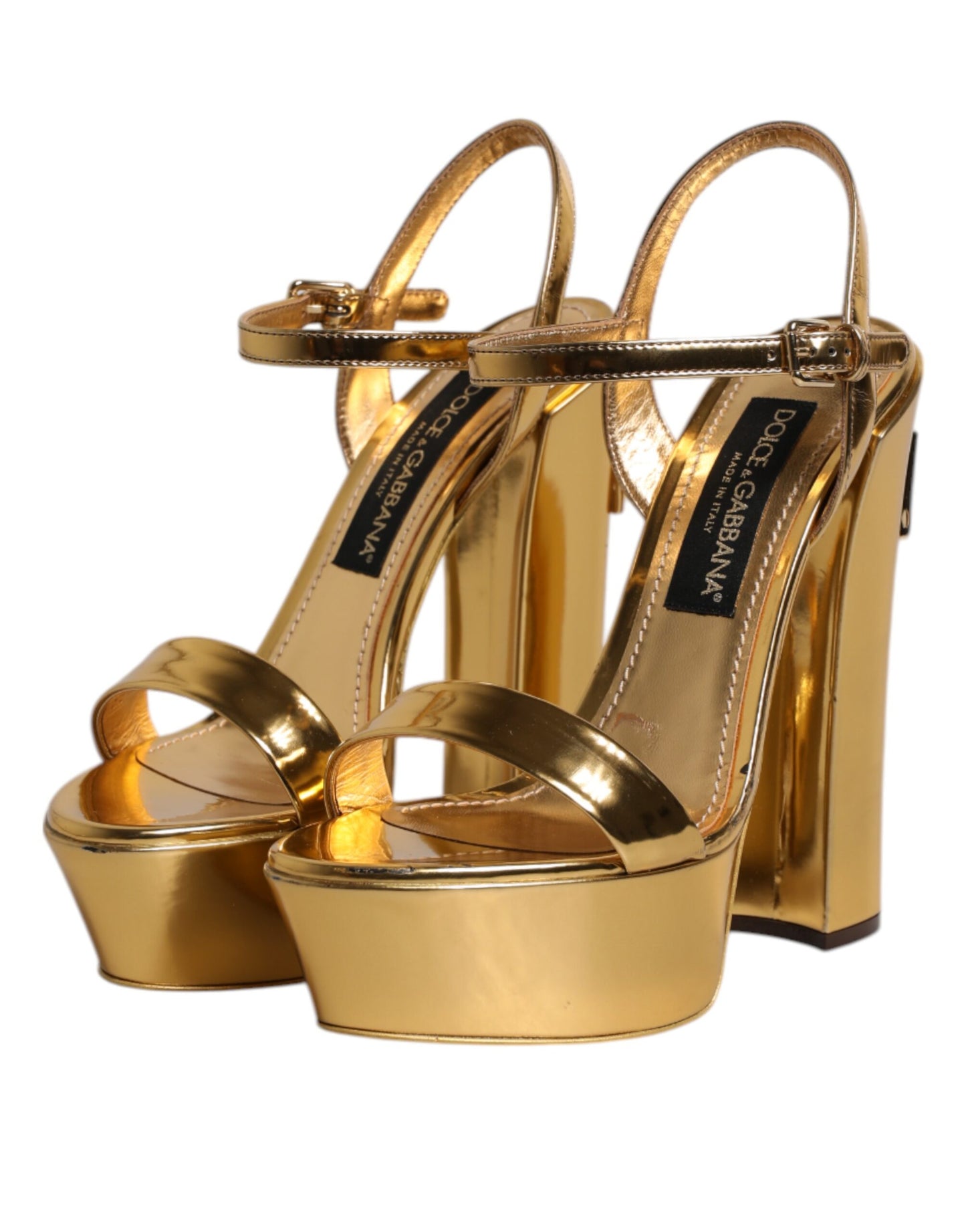 Gold Leather Platform Keira Sandals Shoes