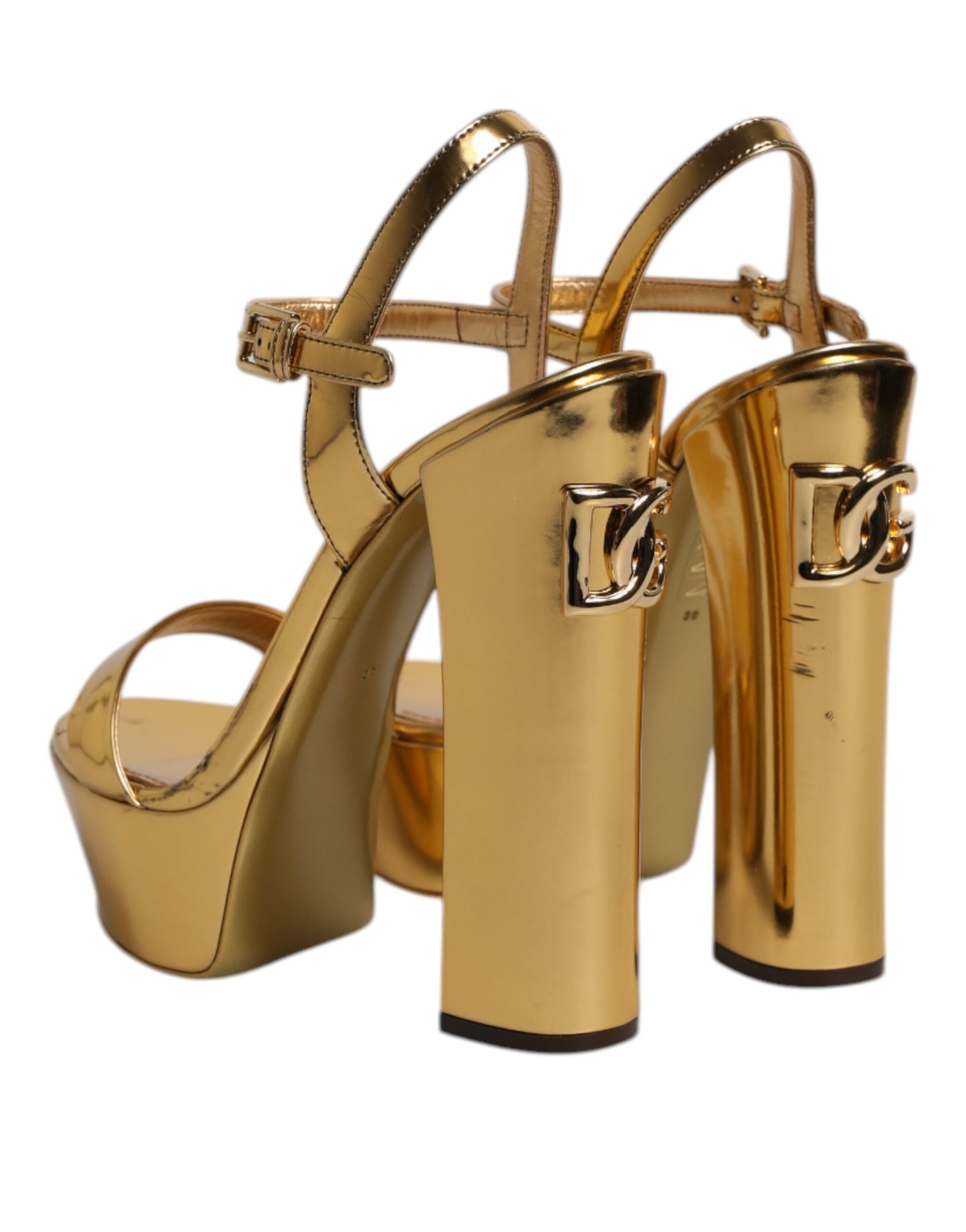 Gold Leather Platform Keira Sandals Shoes