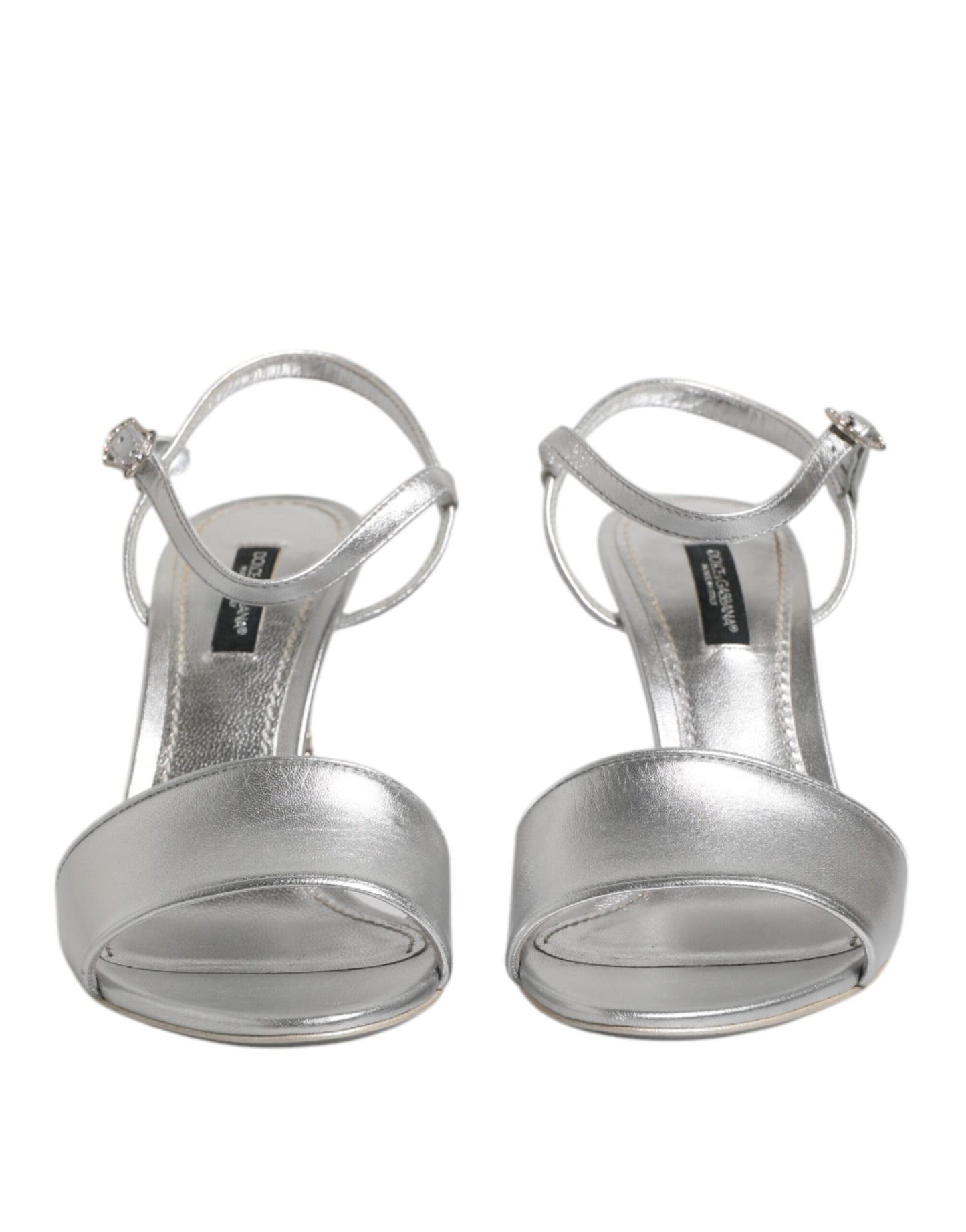 Silver Leather DG Heels Keira Sandals Shoes