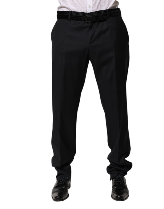 Dolce & Gabbana Black Wool Men Formal Dress Trouser Pants