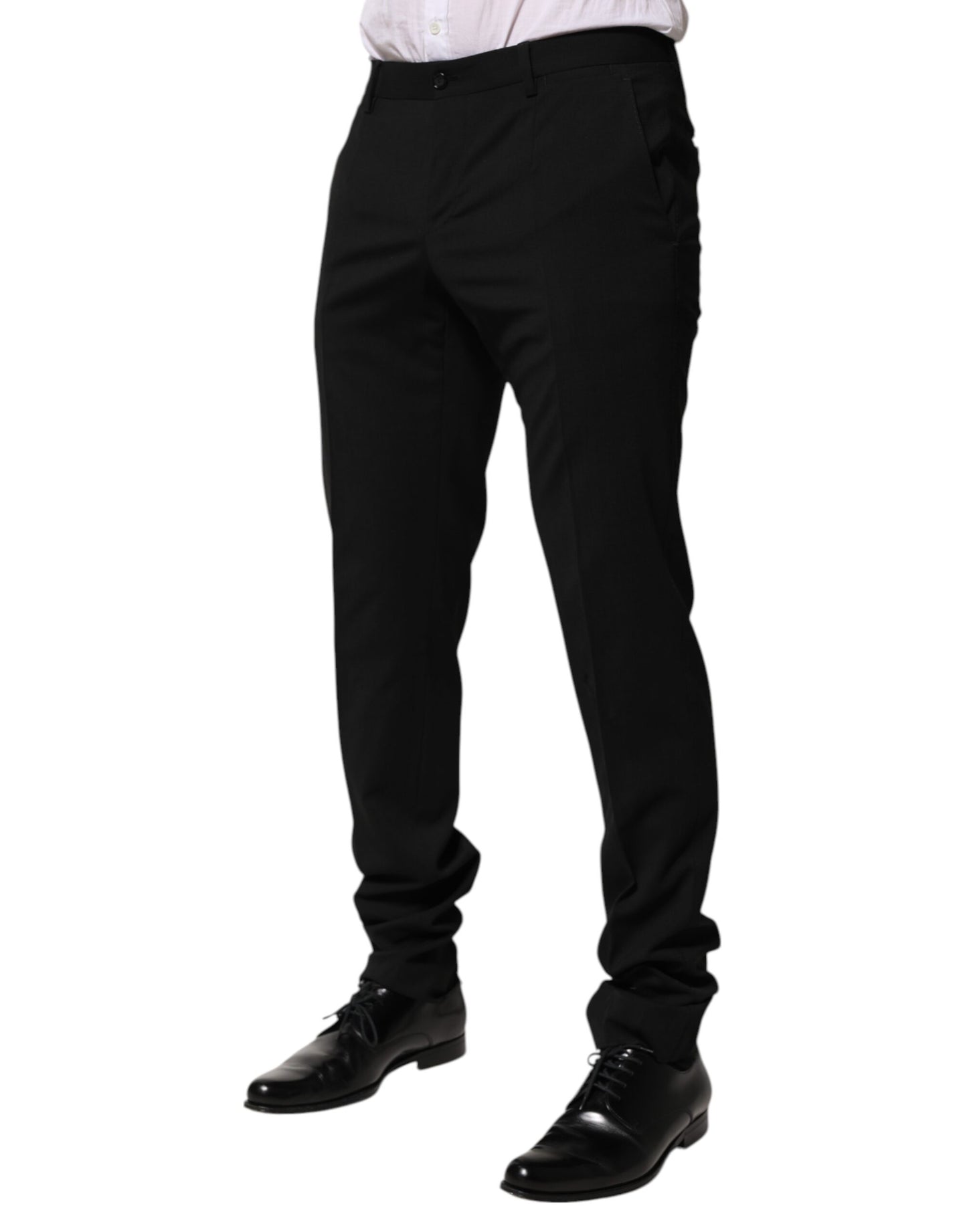 Black Wool Tapered Formal Men Dress Pants