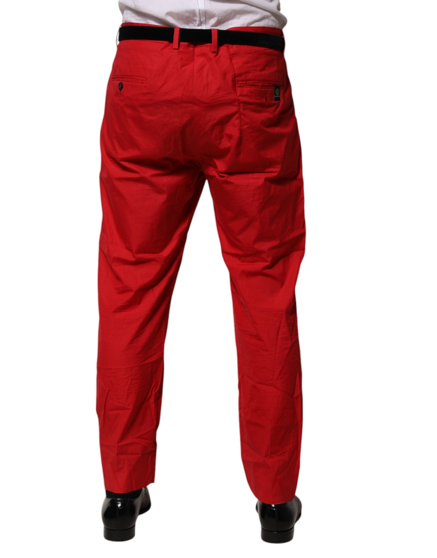Red Cotton Pleated Men Formal Trouser Pants