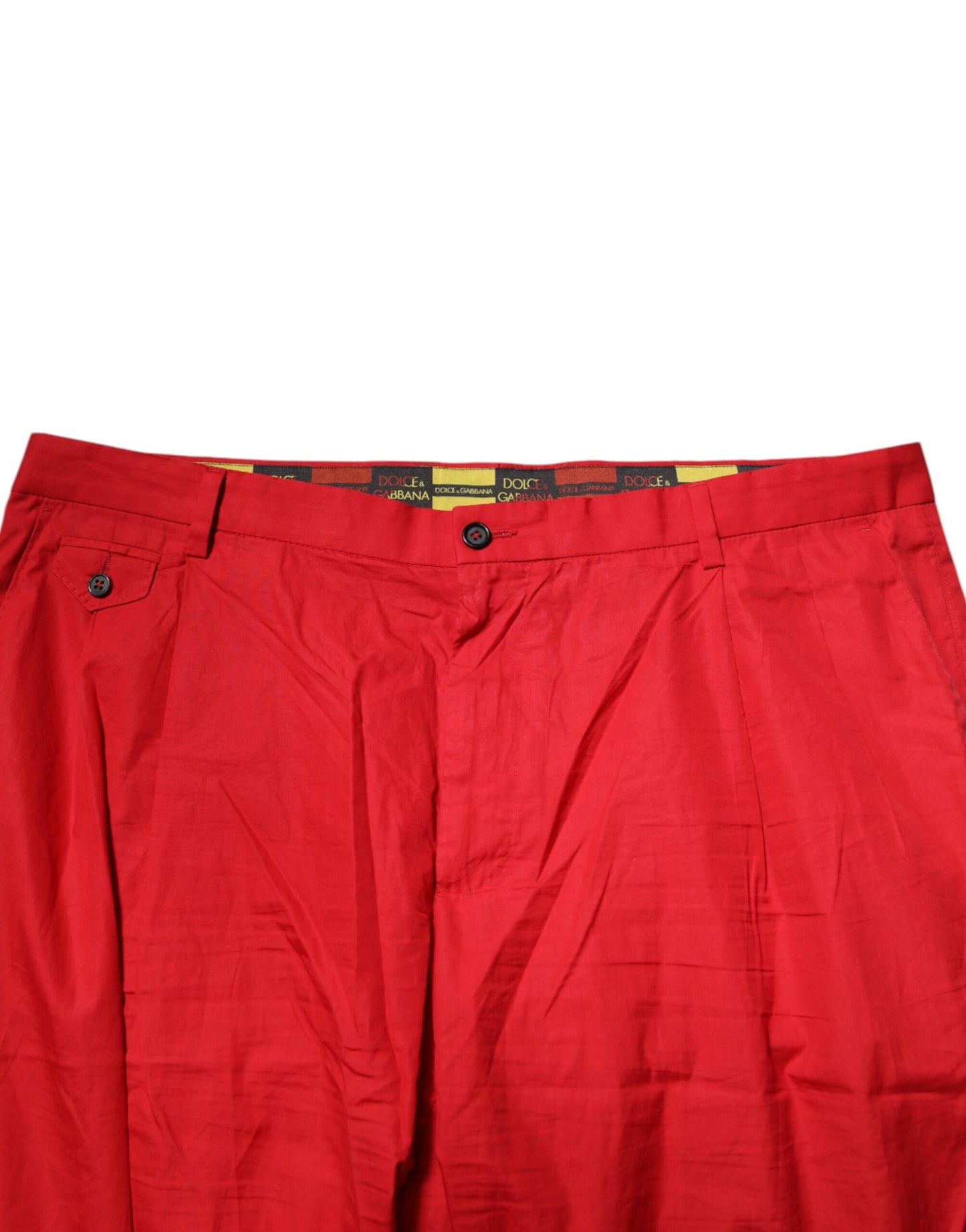 Red Cotton Pleated Men Formal Trouser Pants