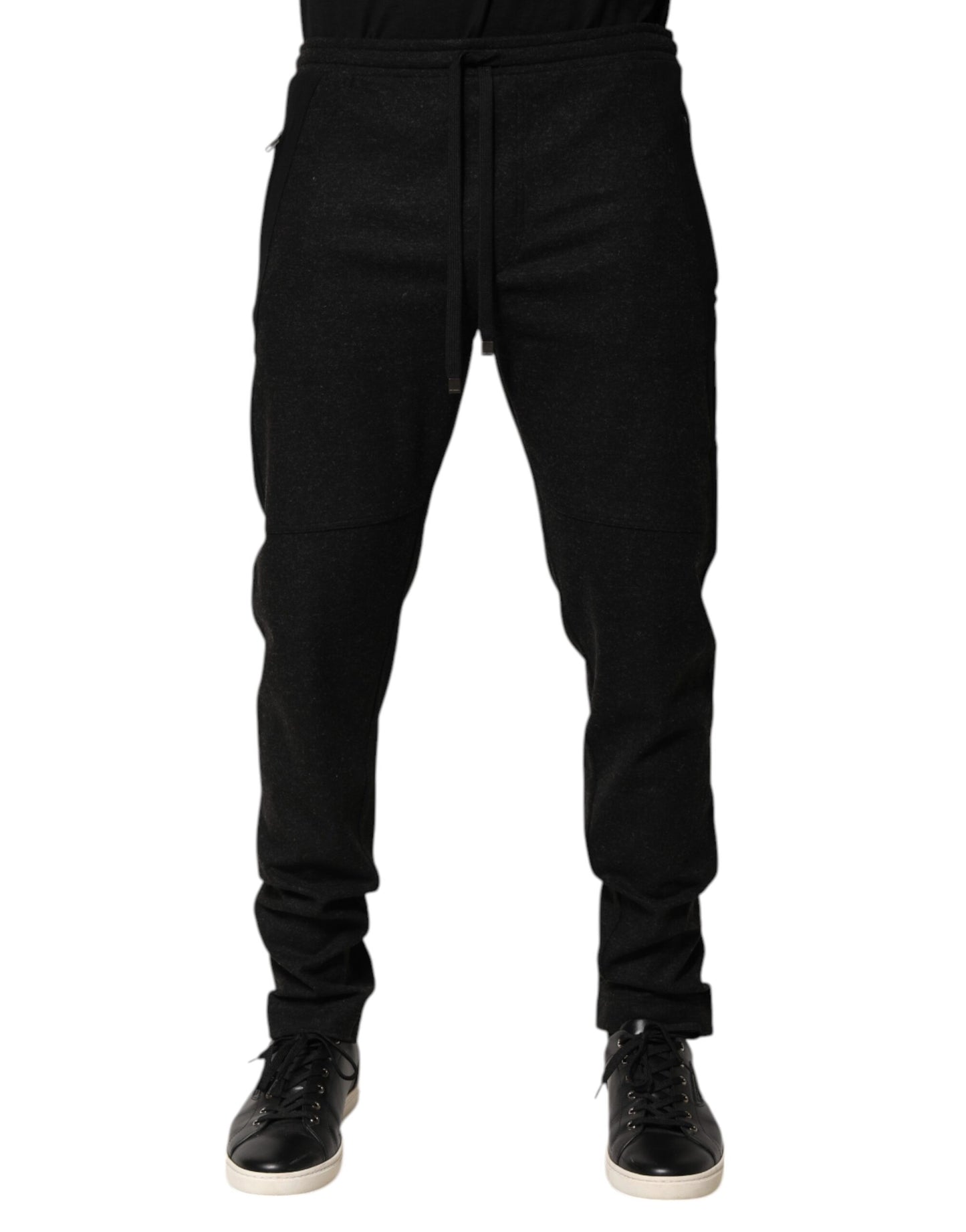 Marl Black Wool Blend Jogger Sweatpants Pants