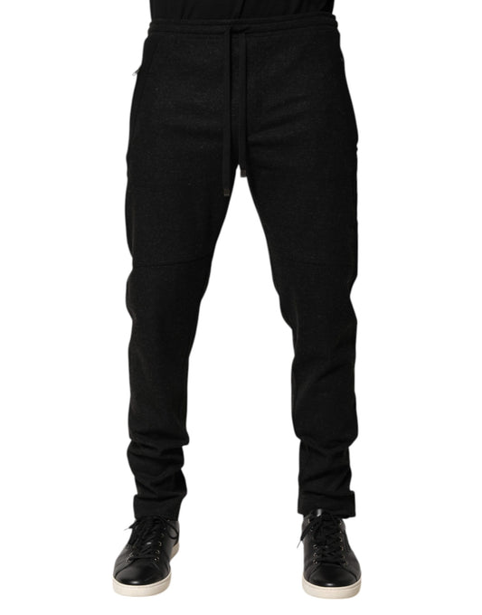 Marl Black Wool Blend Jogger Sweatpants Pants