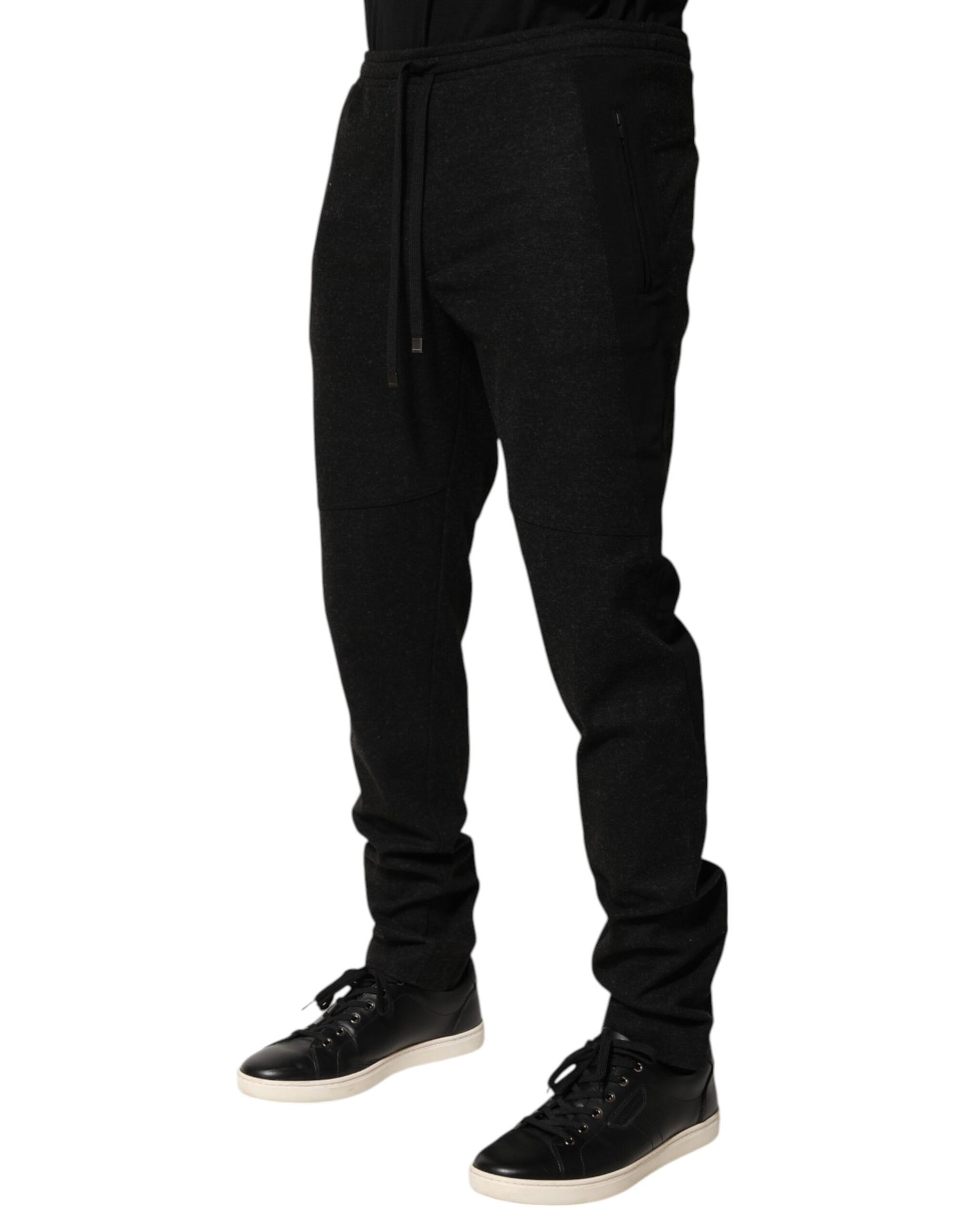 Marl Black Wool Blend Jogger Sweatpants Pants