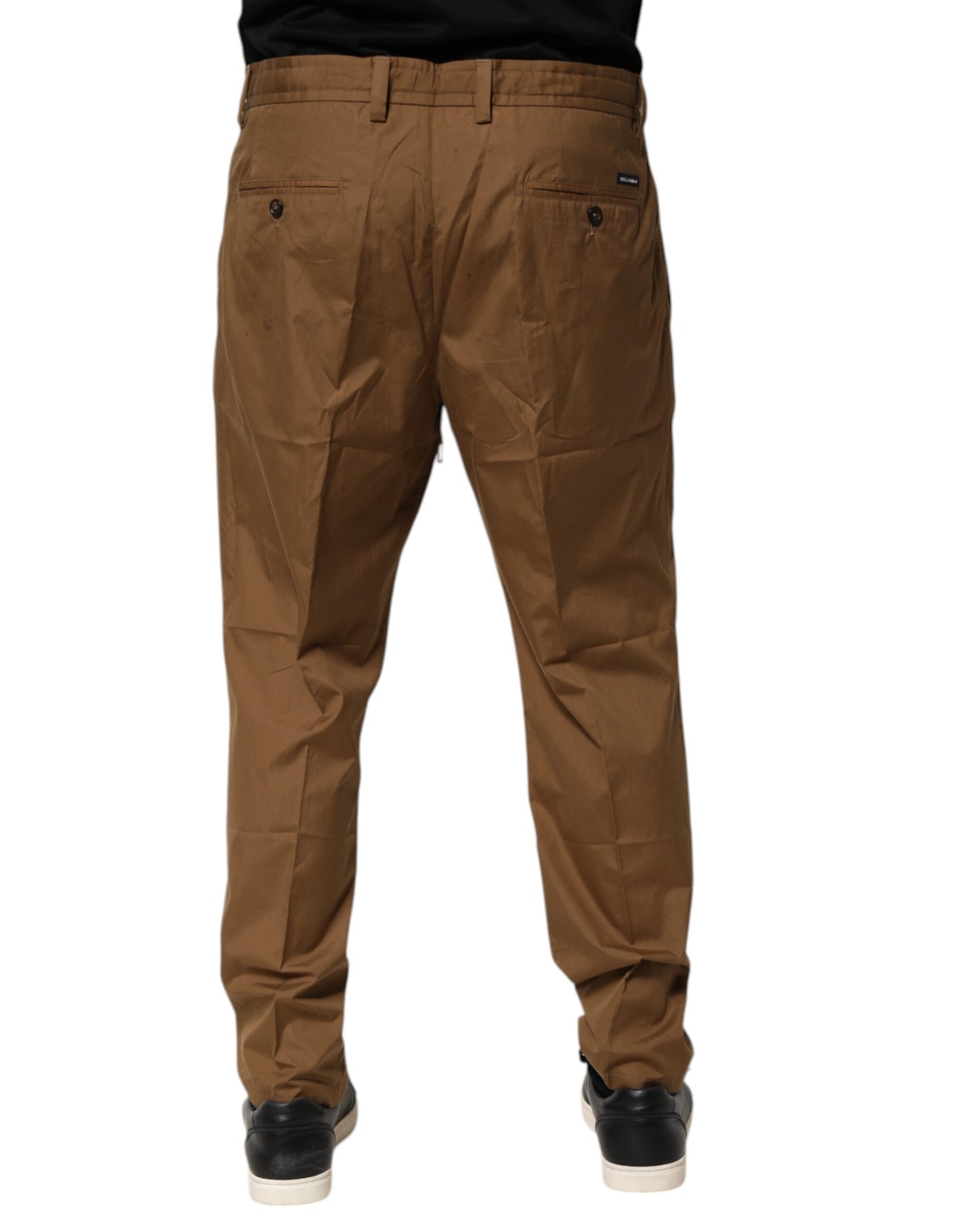 Dolce & Gabbana Brown Cotton Chino Mid Waist Men Jogger Pants