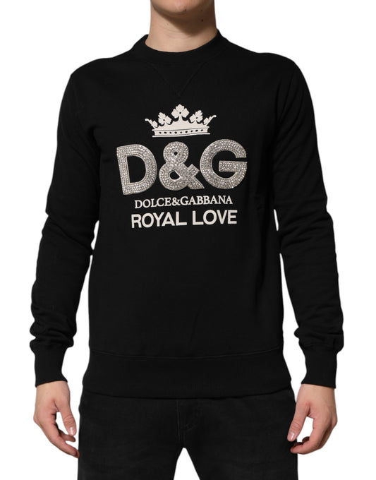 Black Cotton DG Crystal Embellished Sweater