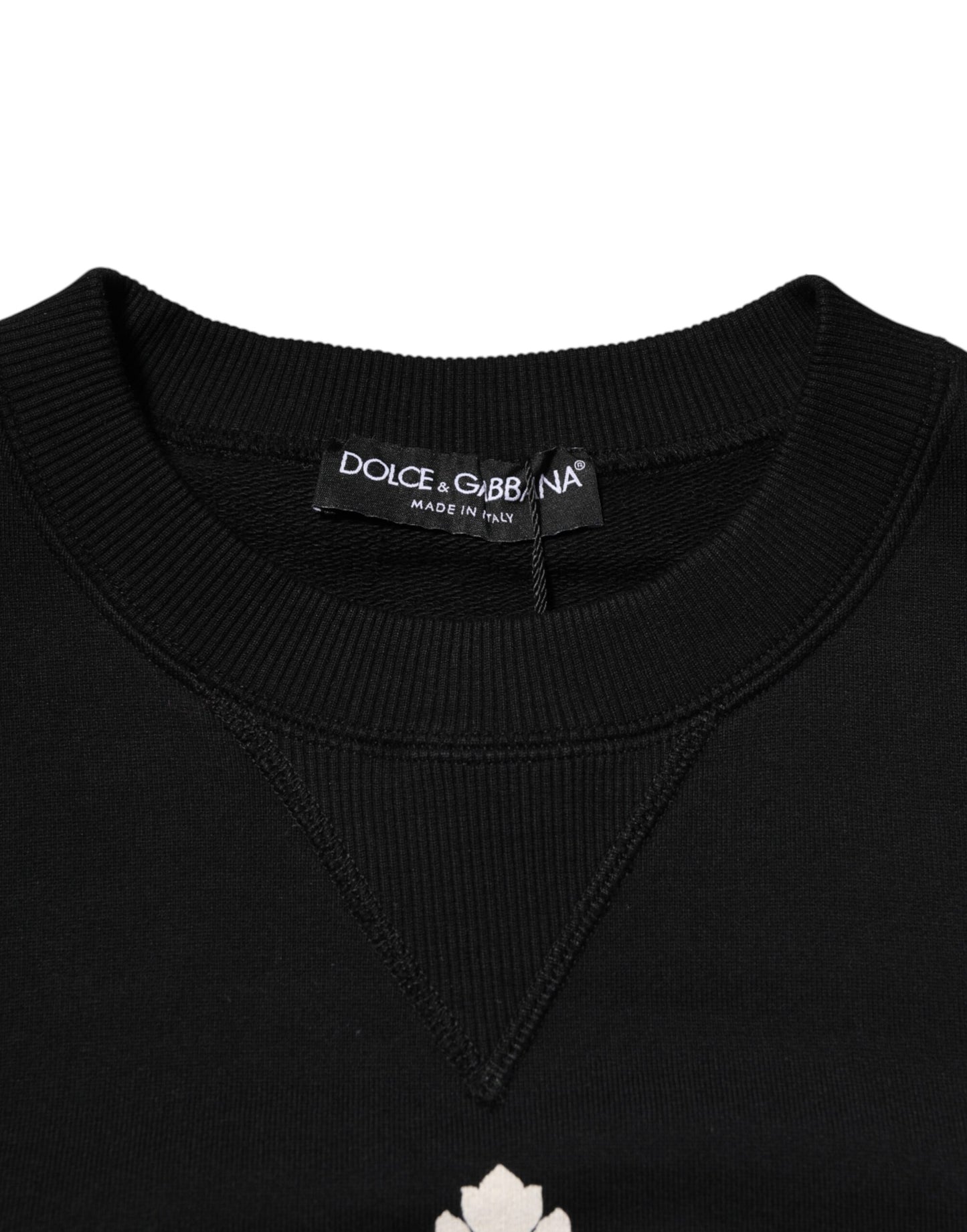 Black Cotton DG Crystal Embellished Sweater