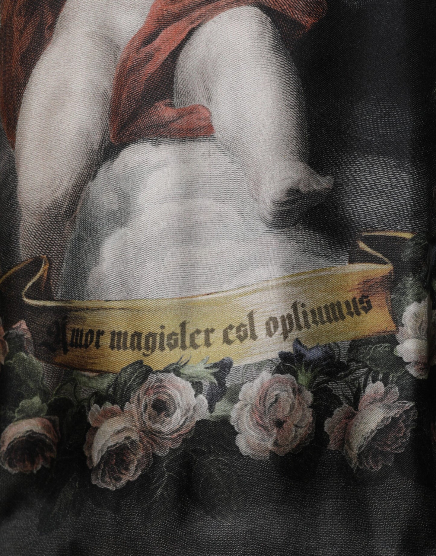 Black Cashmere Cherub Print Baroque Sweater