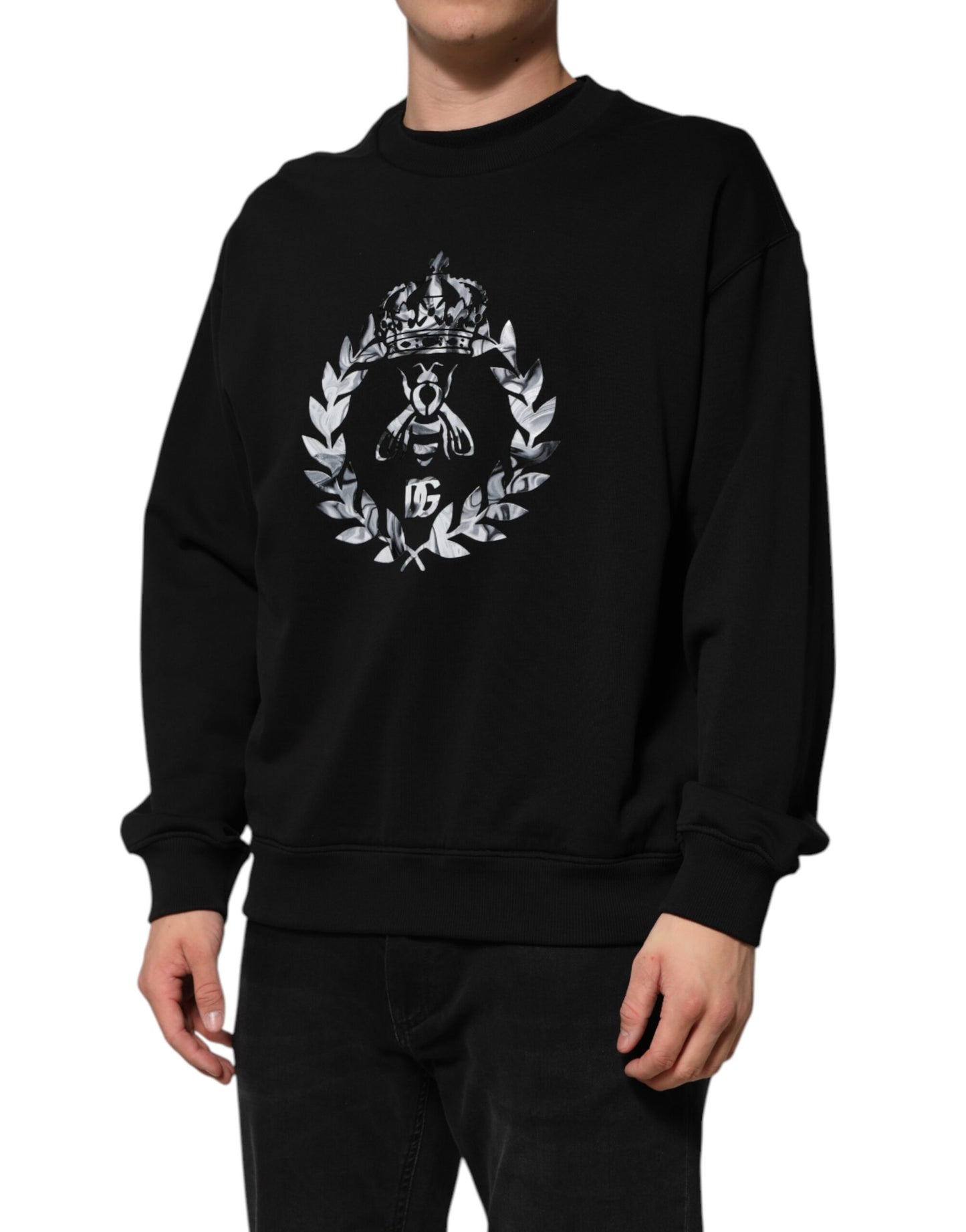 Black Cotton DG Logo Crew Sweatshirt Sweater